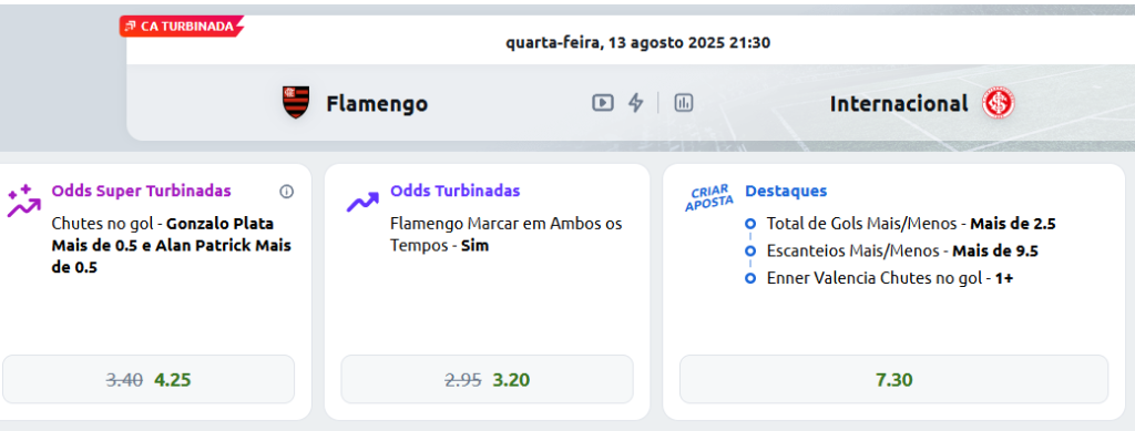 betano odds super turbinadas flamengo internacional