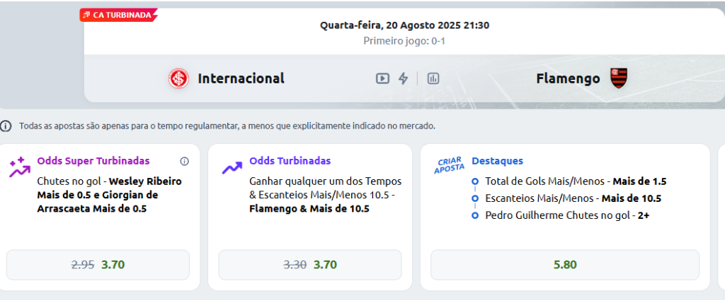 betano odds super turbinadas internacional flamengo