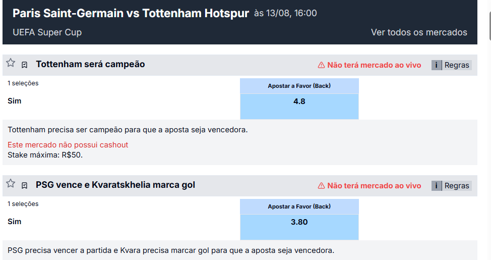 betbra super odds psg tottenham
