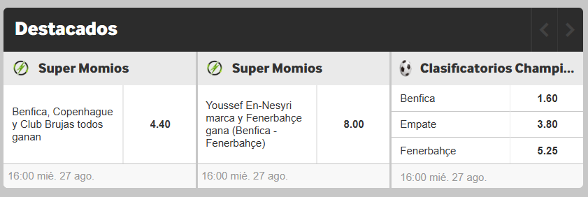 betway super momios champions clasificación