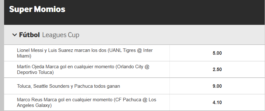betway super momios leagues cup