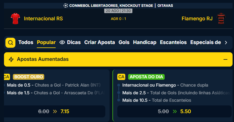 estrelabet boost ouro internacional flamengo