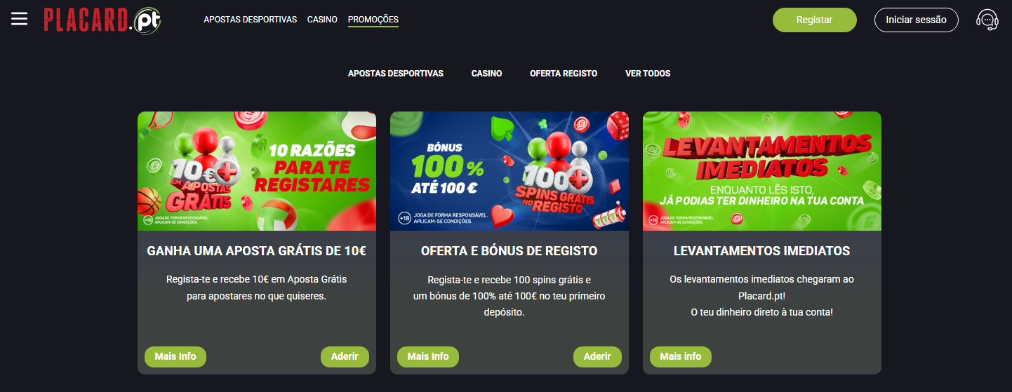 placard bónus sem depósito