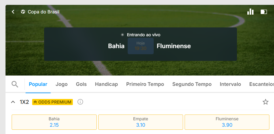 rivalo odds premium bahia fluminense
