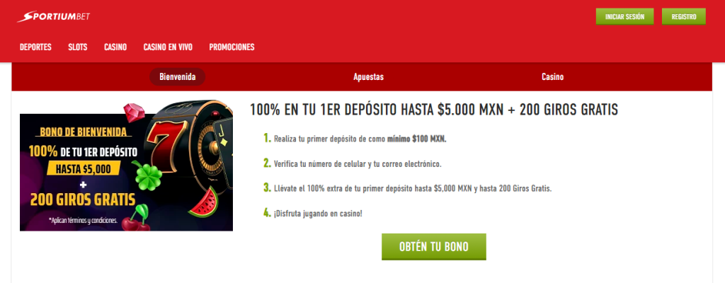 sportiumbet bono primer depósito