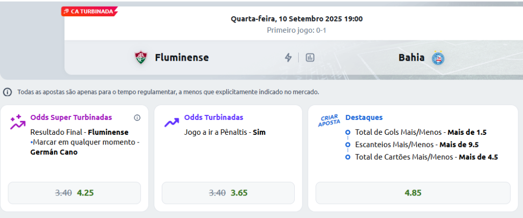 betano odds turbinadas fluminense x bahia