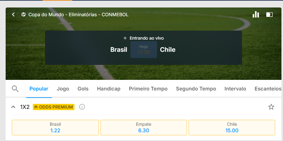 rivalo odds premium brasil chile