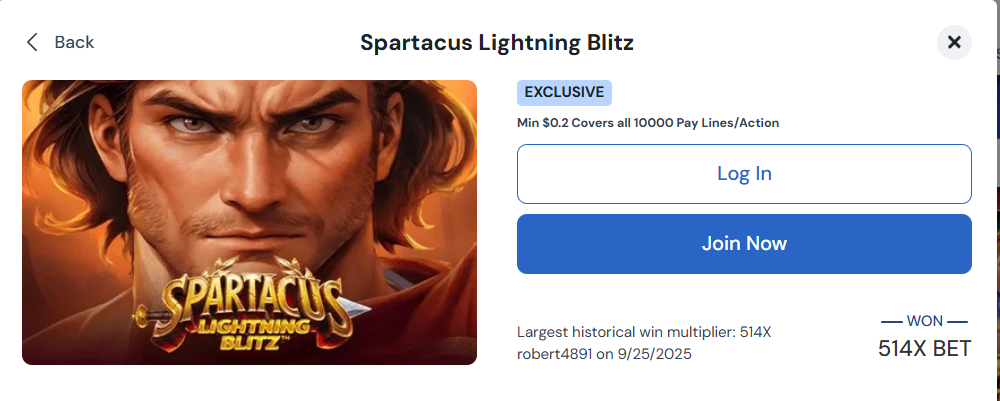 betrivers spartacus lightning blitz