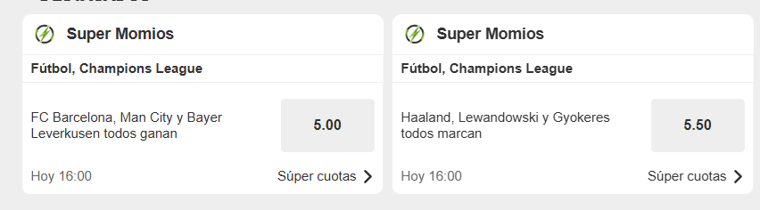 betway super momios champions miércoles