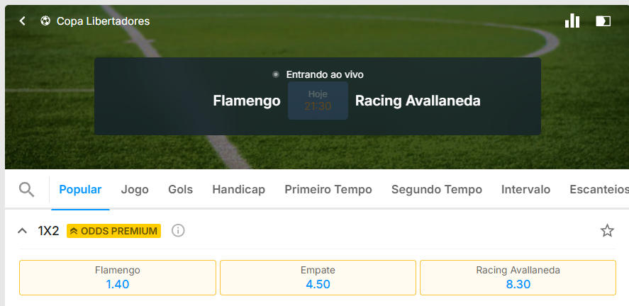 rivalo odds premium flamengo racing