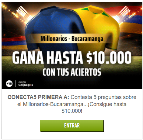 sportium conecta 5 millonarios bucaramanga