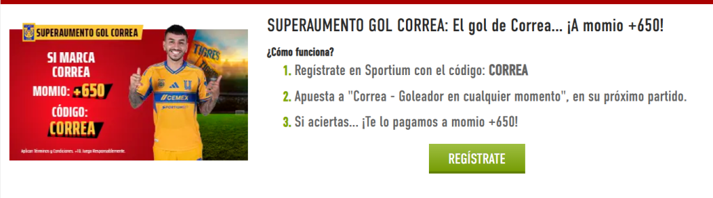 sportiumbet superaumento correa