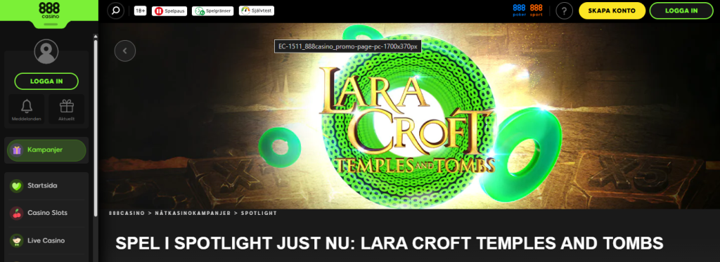 888casino lara croft slot tragamonedas sverige