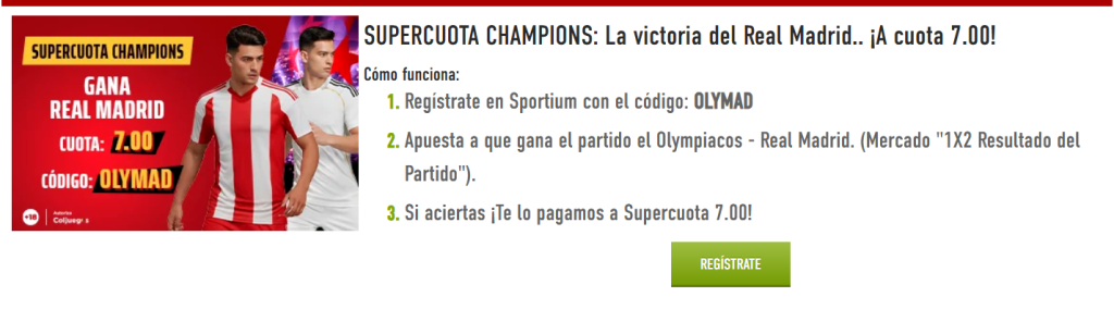 sportium supercuota olympiacos madrid