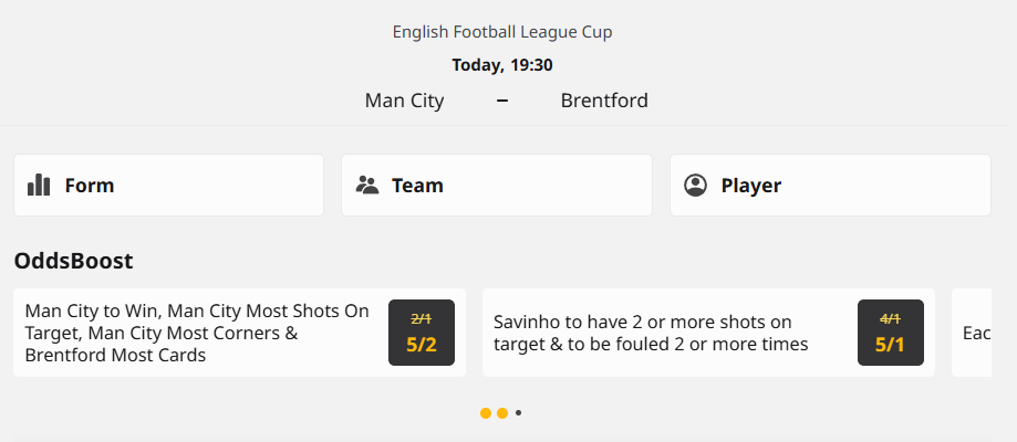 betfair manchester city vs brentford