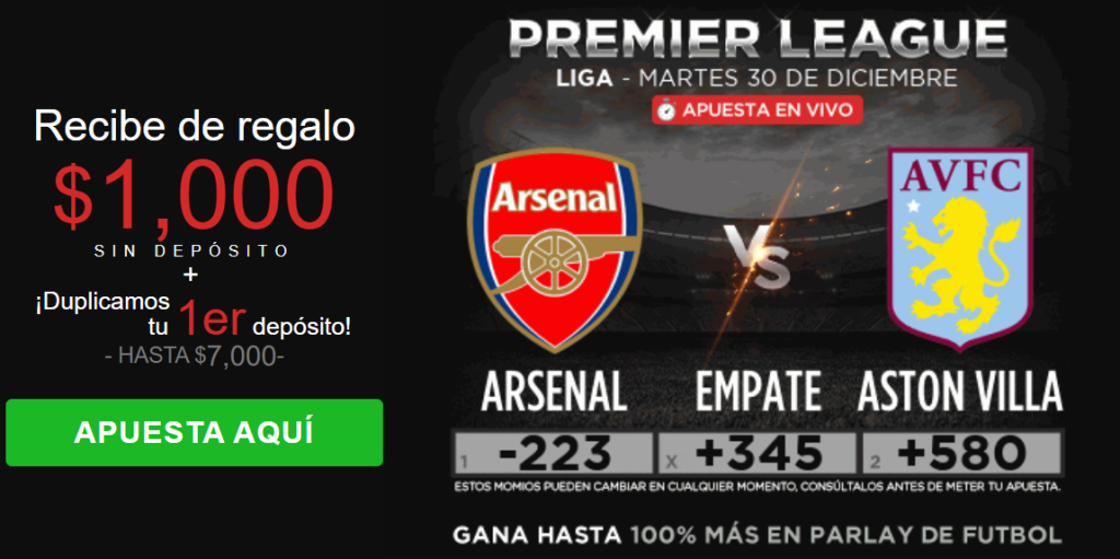 caliente arsenal vs aston villa