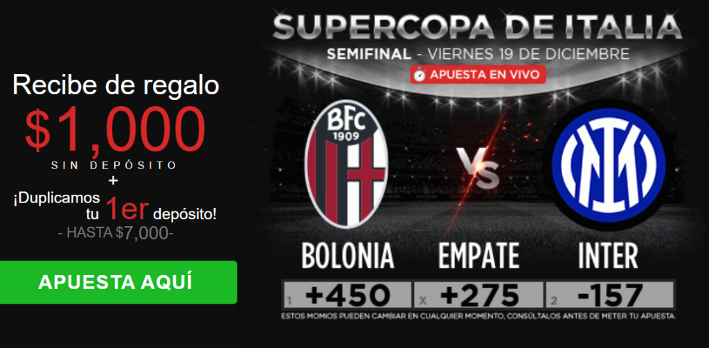 caliente bolonia vs inter