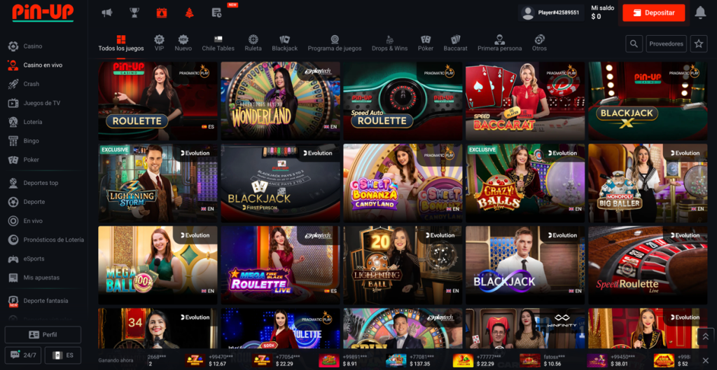 pin-up casino en vivo
