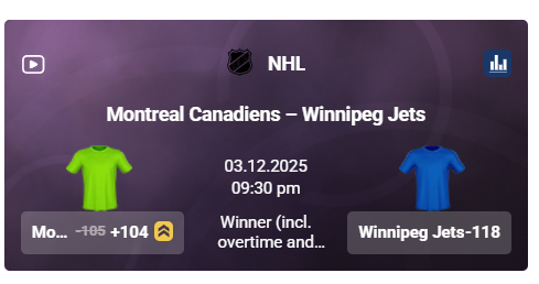 tonybet canadiens vs jets