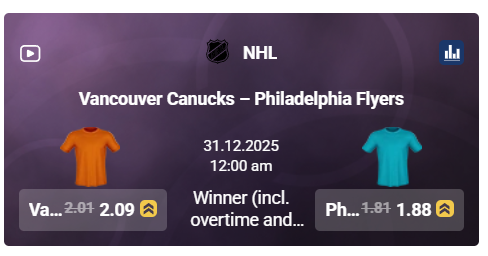 tonybet canucks vs flyers