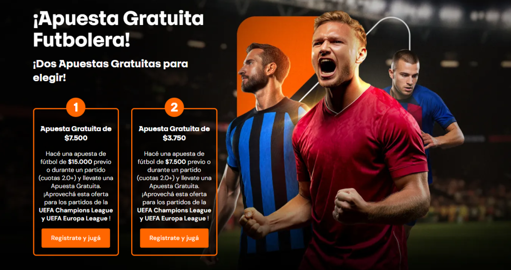 Banner de la Apuesta Gratuita Futbolera en Betsson Argentina para partidos de Champions League.