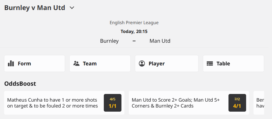 betfair burnley manchester united