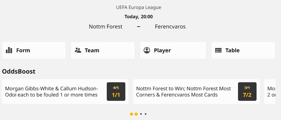 betfair nottingham forest vs ferencvaros