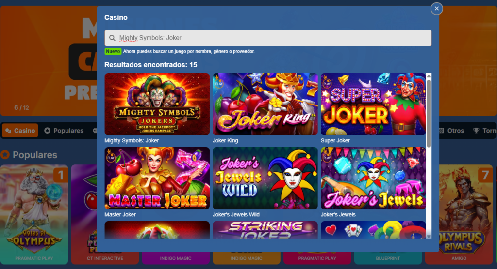 Interfaz del lobby de MegaWin mostrando la variedad de tragamonedas populares, jackpots y juegos nuevos disponibles en Chile.
