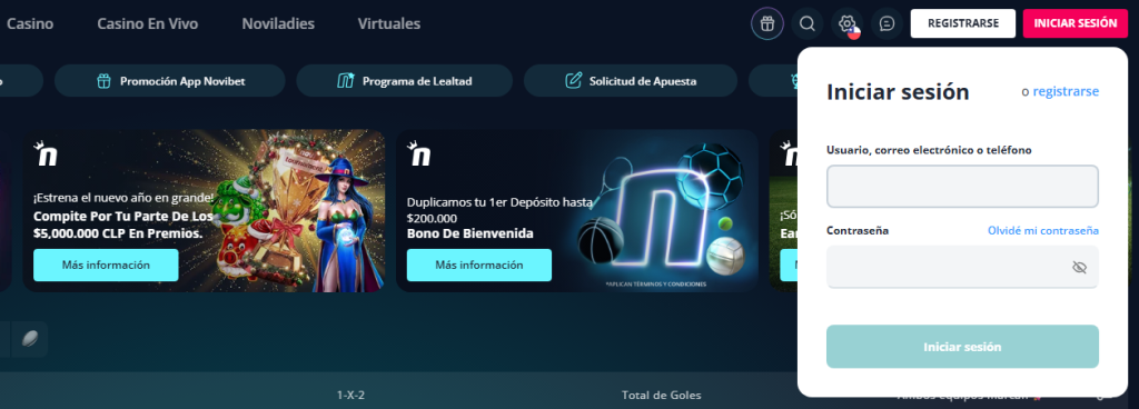 novibet pasos para registrarse