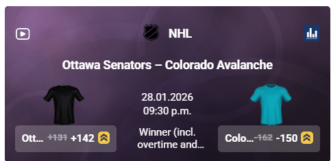 tonybet senators vs avalanche