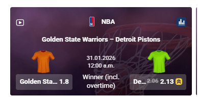 tonybet warriors vs pistons