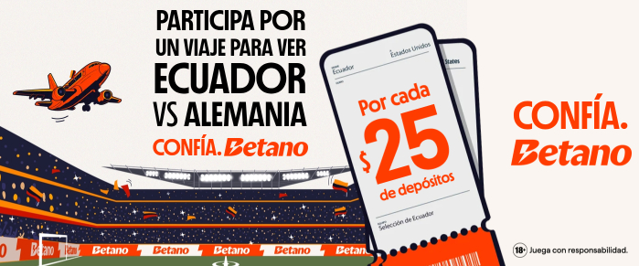Ecuador promoción de viaje al Mundial 2026 de Betano.