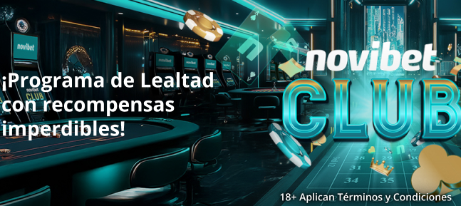 Novibet Club Ecuador mostrando premios en efectivo y monedas de oro.