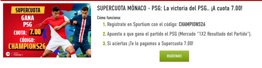 sportium supercuota mónaco psg