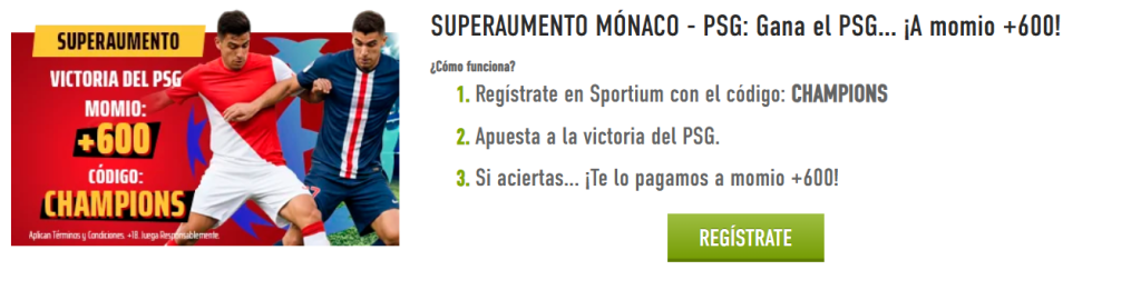 sportiumbet superaumento mónaco psg