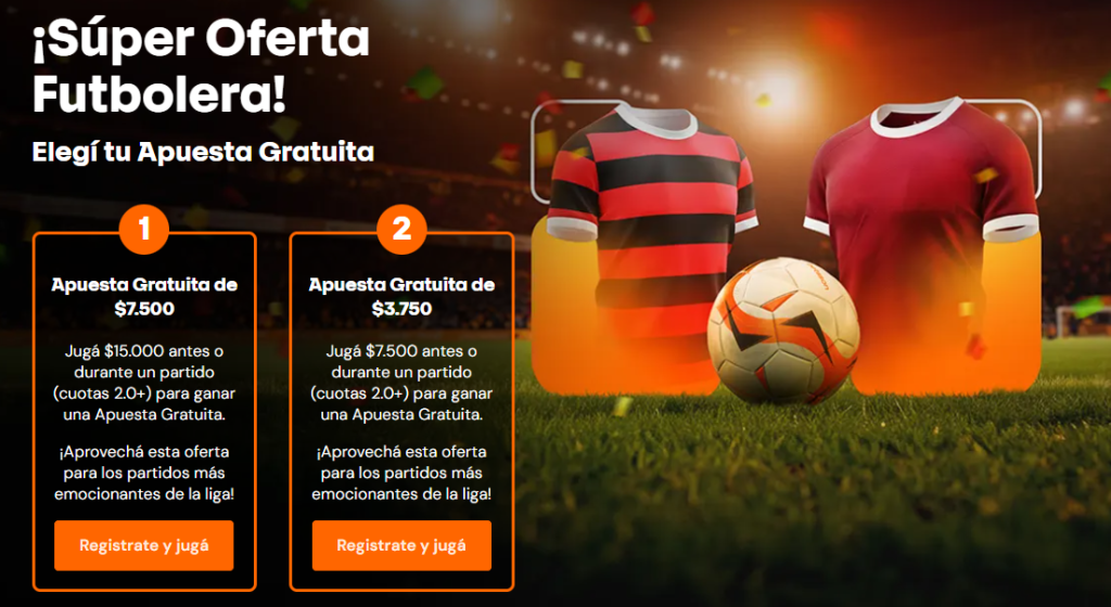 Promoción Súper Oferta Futbolera en Betsson Argentina con opciones de apuestas gratuitas.