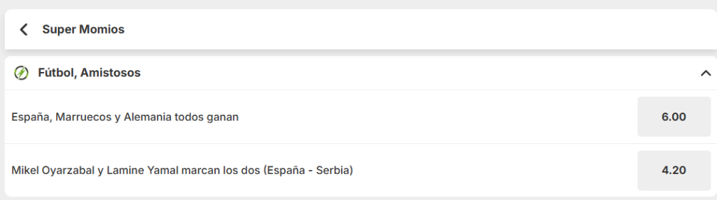 betway super momios amistosos internacionales