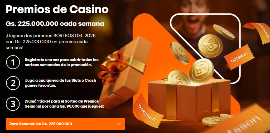 Banner promocional oficial de los Sorteos Semanales en Betsson para celebrar su lanzamiento.