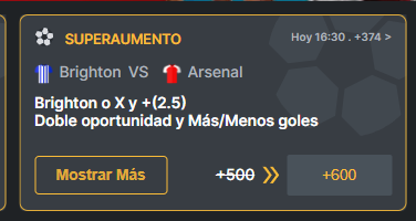 sportiumbet superaumento brighton vs arsenal