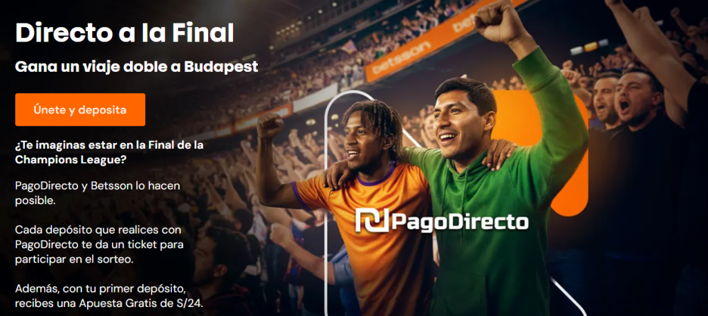 Banner promocional para viajar a la Final de la Champions en Betsson.
