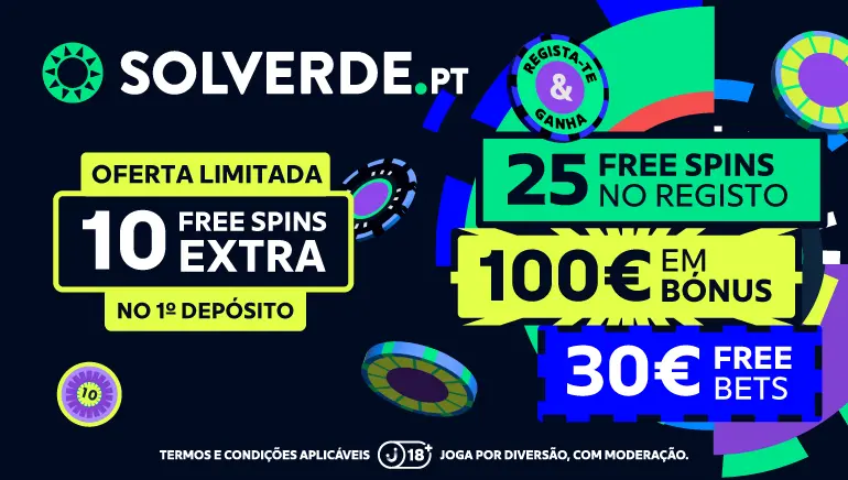 Bónus de boas-vindas Solverde com 25 free spins e código promocional GANHA35