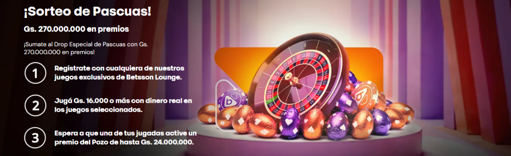 Promoción Sorteo de Pascuas en Betsson Paraguay con grandes premios en efectivo.