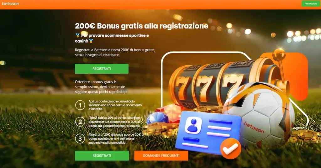 Betsson Italia bono de bienvenida