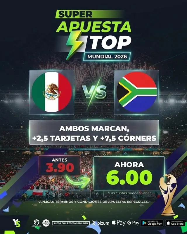 YoSports Super Apuesta TOP México vs Sudáfrica
