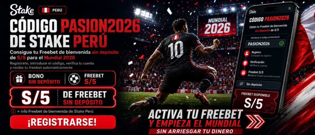 código pasion2026 para bono sin deposito 5/S stake perú