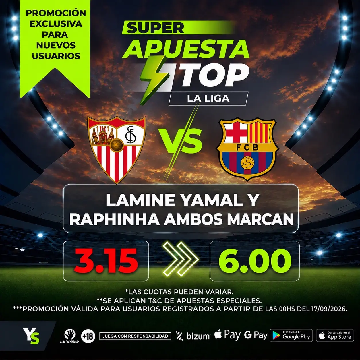 yosports supercuota sevilla vs barcelona